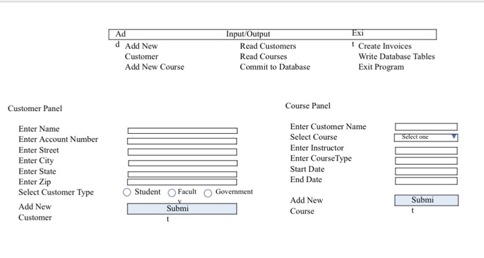 Using Java: Using the following data for courses, write WriteData that writes