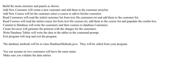 customer data to a text file, customers.txt. and writes course data to