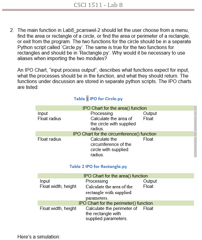 2. The main function in Lab8_pcarswel-2 should let the user choose