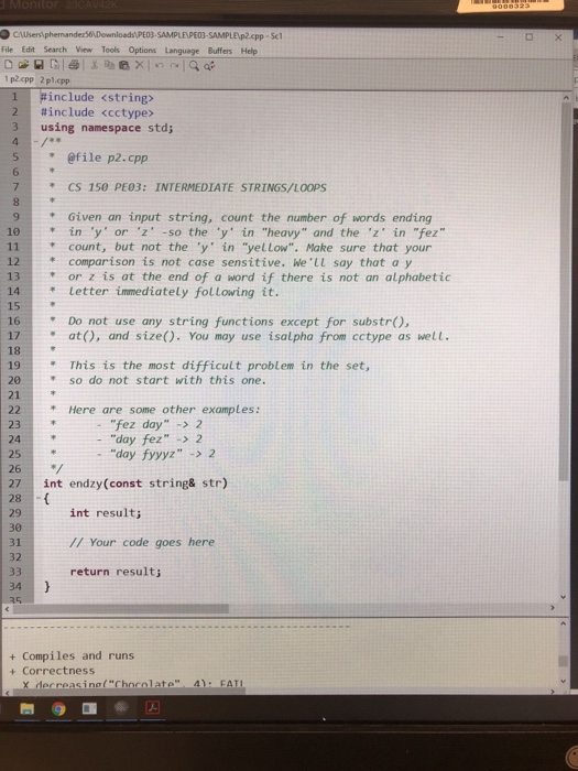  This is all in C++ CAUsersiphermander56Downloads PE03-SAMPLEPEO3-SAMPLEp2cpp-Se File Edit Search View