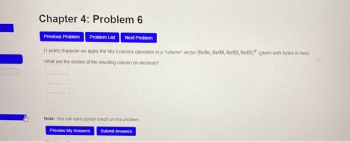  Chapter 4: Problem 6 Previous Problem Problem List Next Problem (1