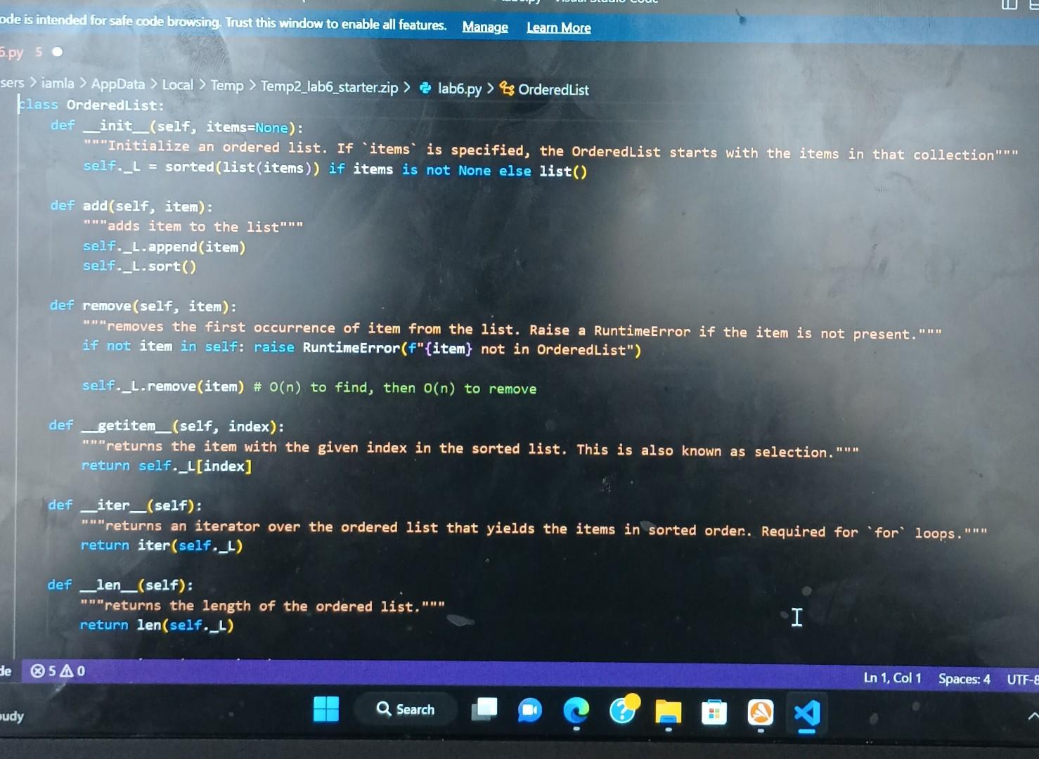 MOD 6 LAB - ORDERED LIST ADT Can you please show me