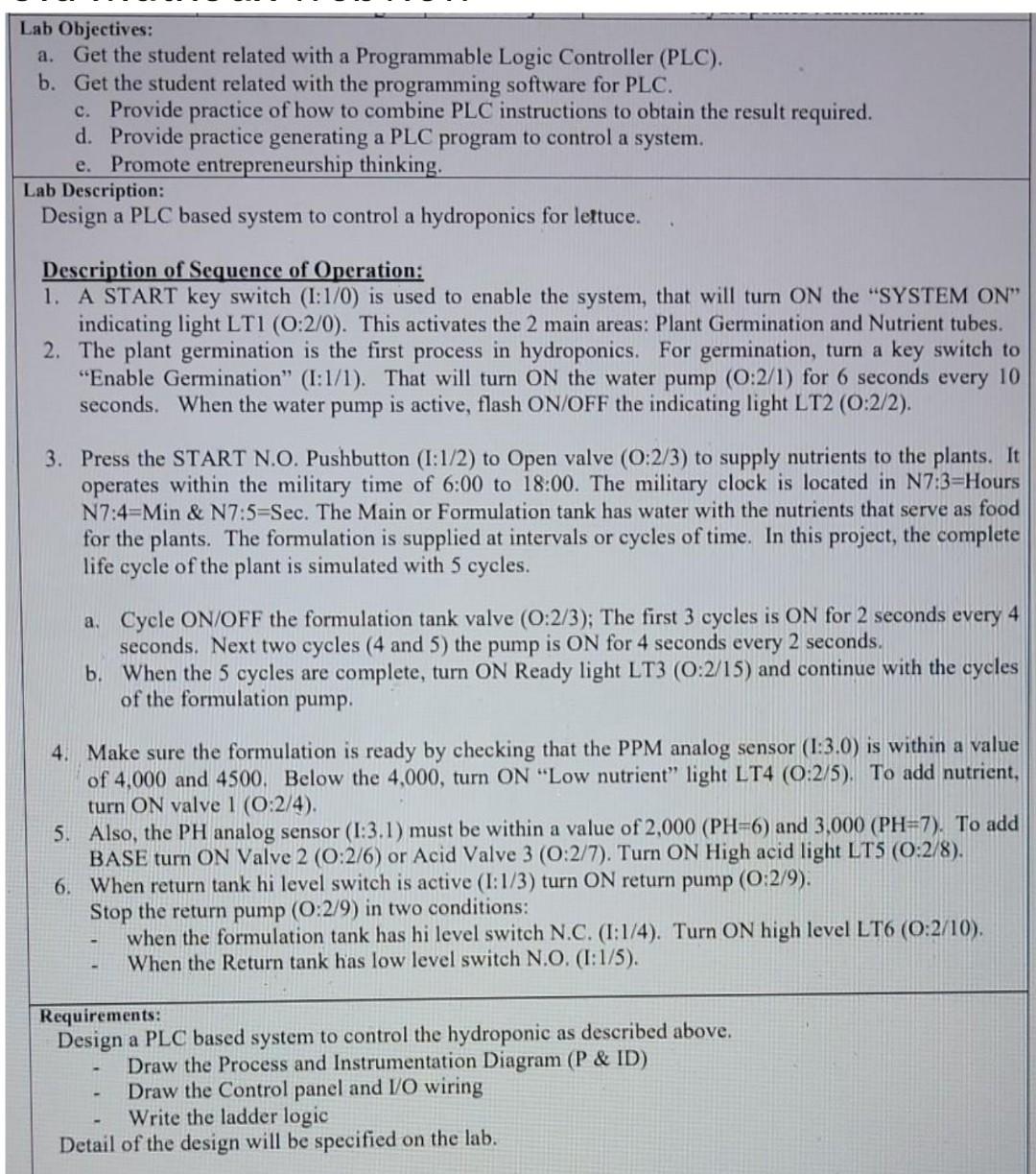  only post the ladder program Lab Objectives: a. Get the student