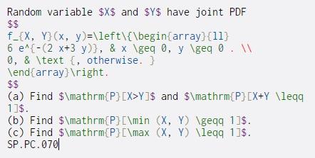  Random variable $X$ and $y$ have joint PDF $$ f_{X, Y}