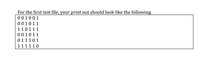 be used in subsequent programming assignments. The first row of the file