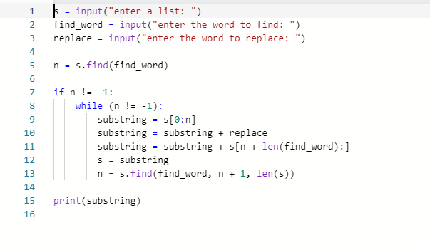 help explain the code 1 = $ = input("enter a list: ")
