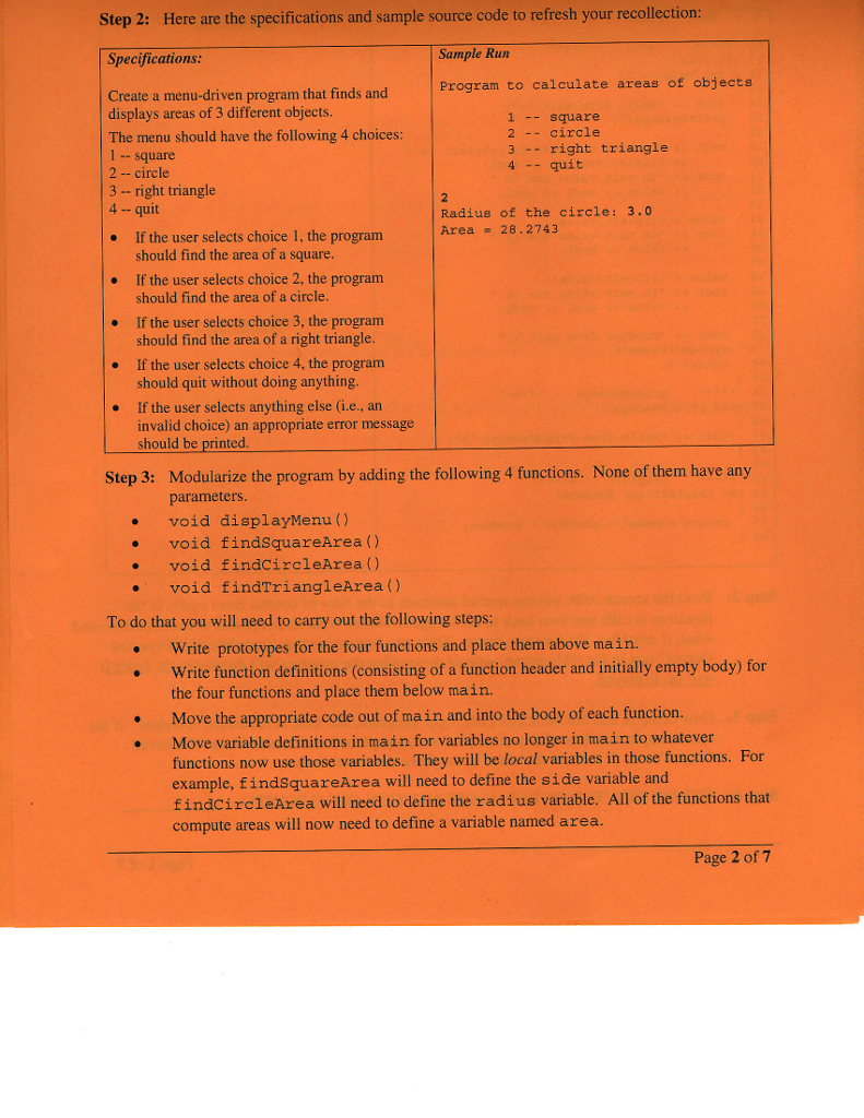  Step 2: Here are the specifications and sample source code to