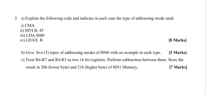  2. a) Explain the following code and indicate in each case