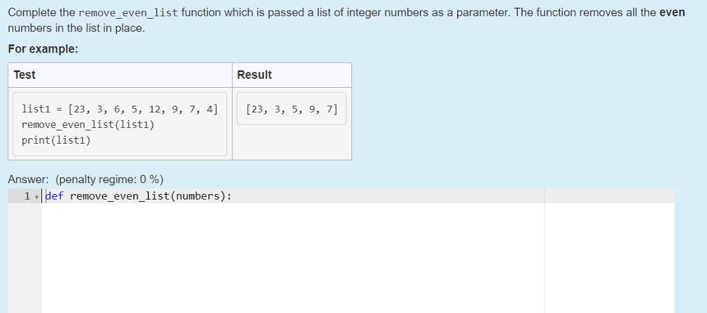 also need help the remove_even_list function. Much thanks :) the remove_even_list function??