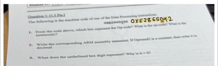 please solve its microprocessing course deeirmal 3. What does the undertined hex