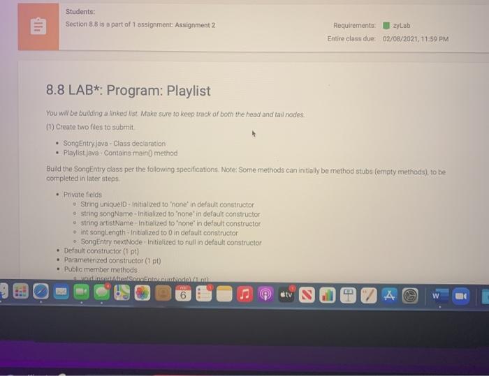  can you please do this in java, thanks Students: Section 8.8