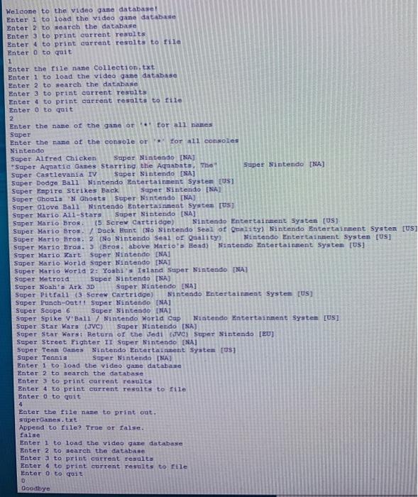 loads and searches a database of video games. Users should have the