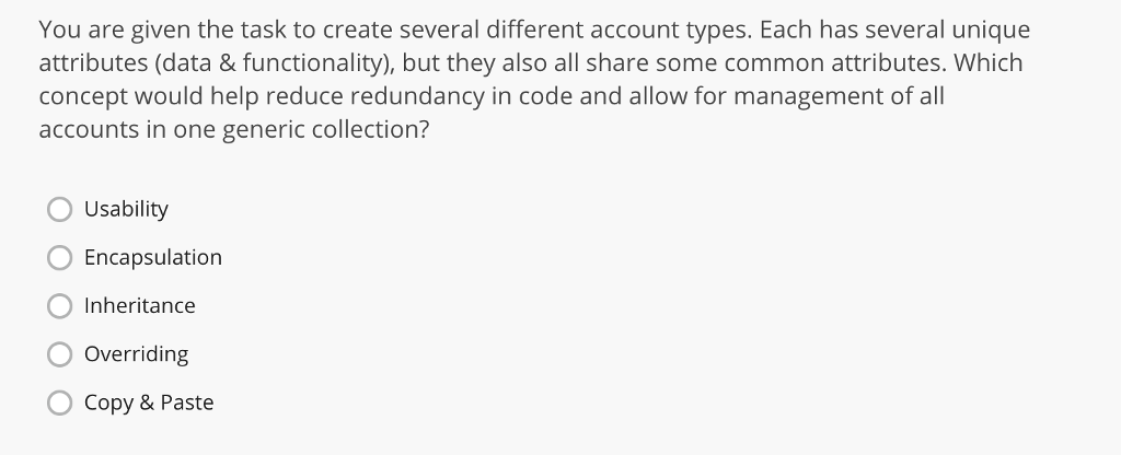 2 class CustomerAccount: Account override public bool IsActive) (return myAnswer; static void