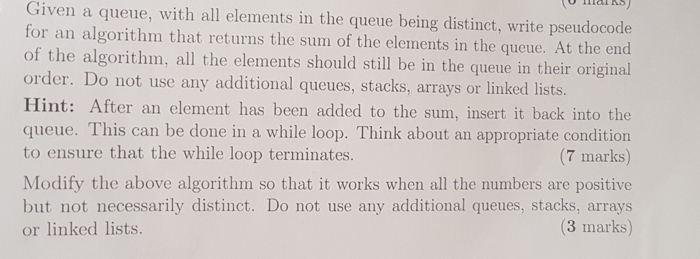 module programming language - python Given a queue, with all elements