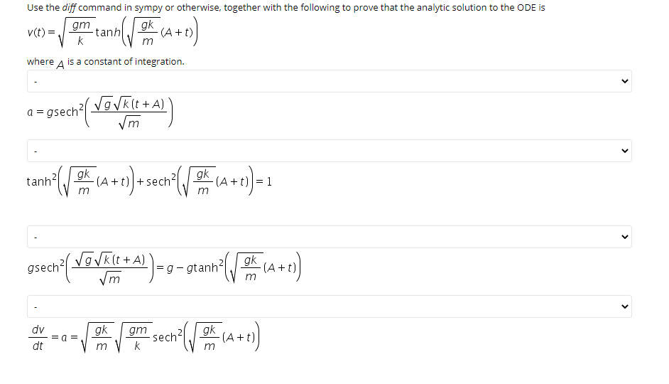 order 1 to 5 to get the analytical solution to the ODE