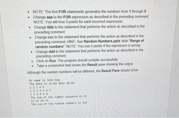 all code added between the II Your lab exercise ... comment lines