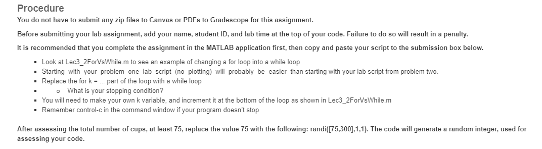 Answer with MATLAB coding with steps please Procedure You do not have