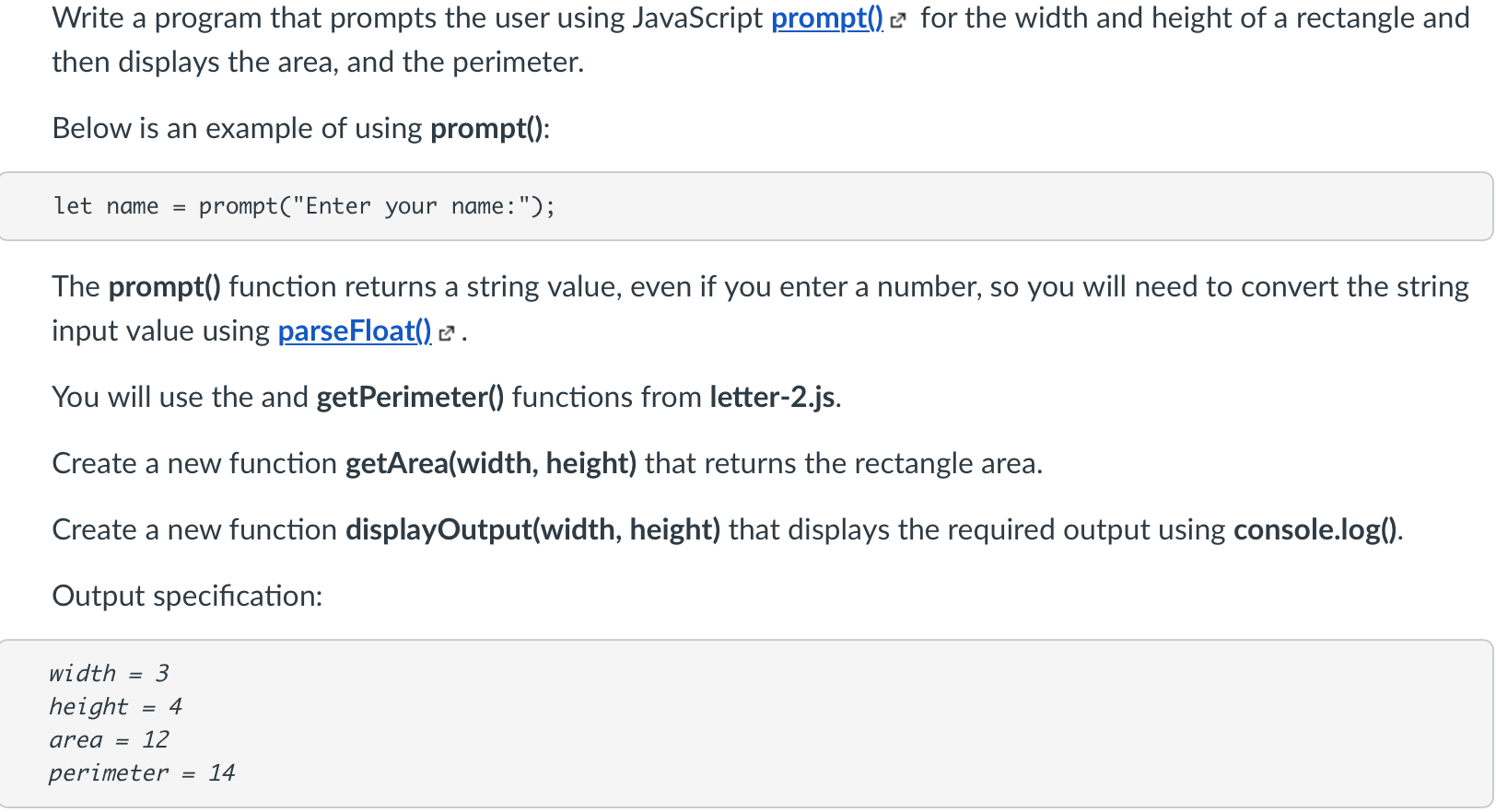  Write a program that prompts the user using JavaScript prompt() e
