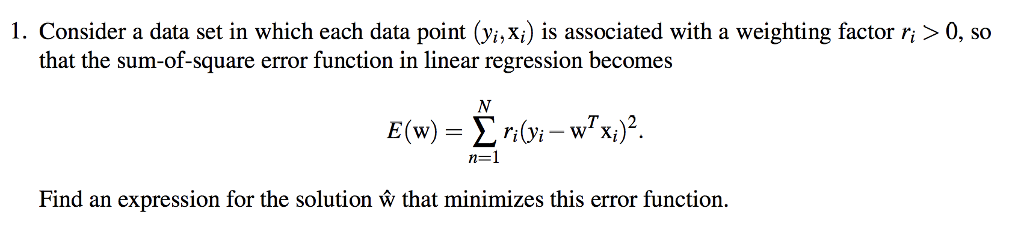  1. Consider a data set in which each data point (vi,x)