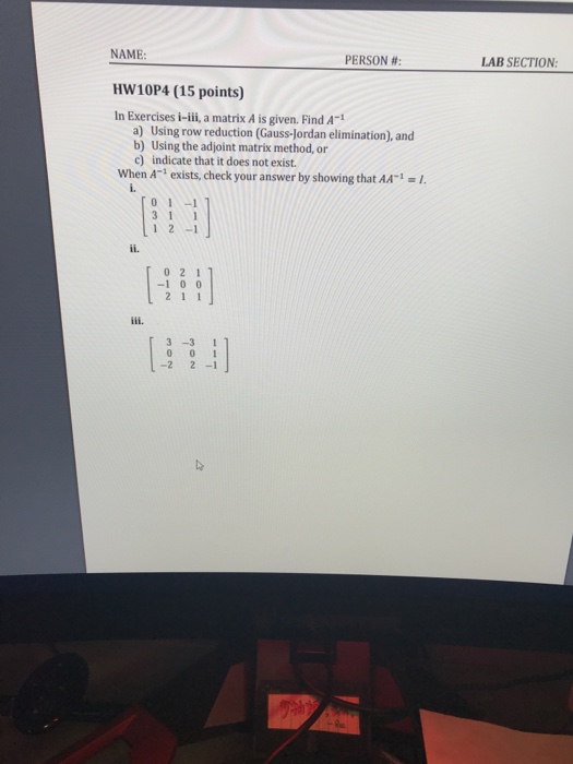  matlab handwrite LAB SECTION NAME HW10P4 (15 points) In Exercises i-ii,
