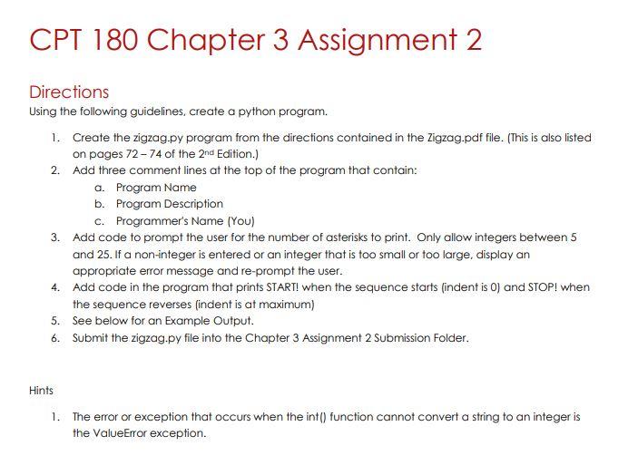 CPT 180 Chapter 3 Assignment 2 Directions Using the following guidelines,