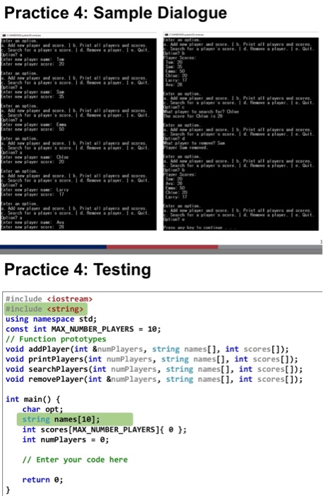 a class named Player to store a player's name and score. Then