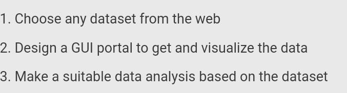 using Python 1. Choose any dataset from the web 2. Design