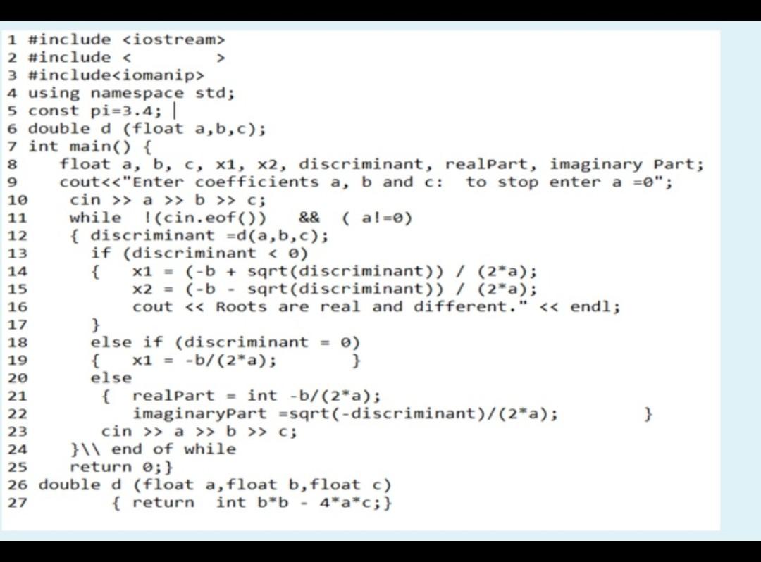  Find 10 errors Write line numbers and correct 1 #include 2
