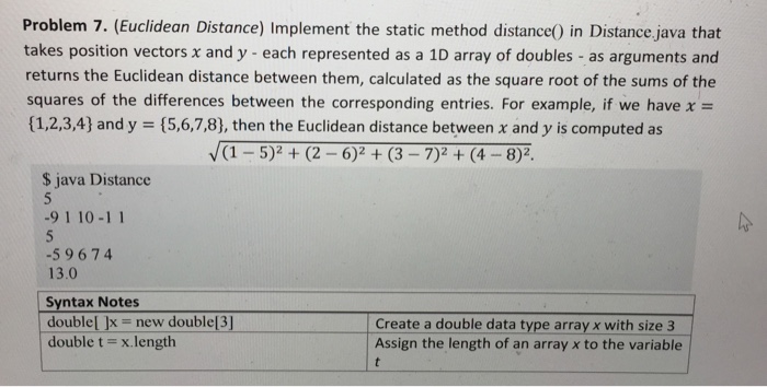  Java programming Implement the static method distance () in Distance java