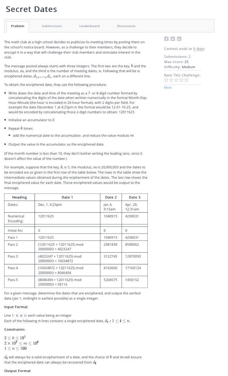 Where did i go wrong with my implementation Secret Dates Problem Submissions