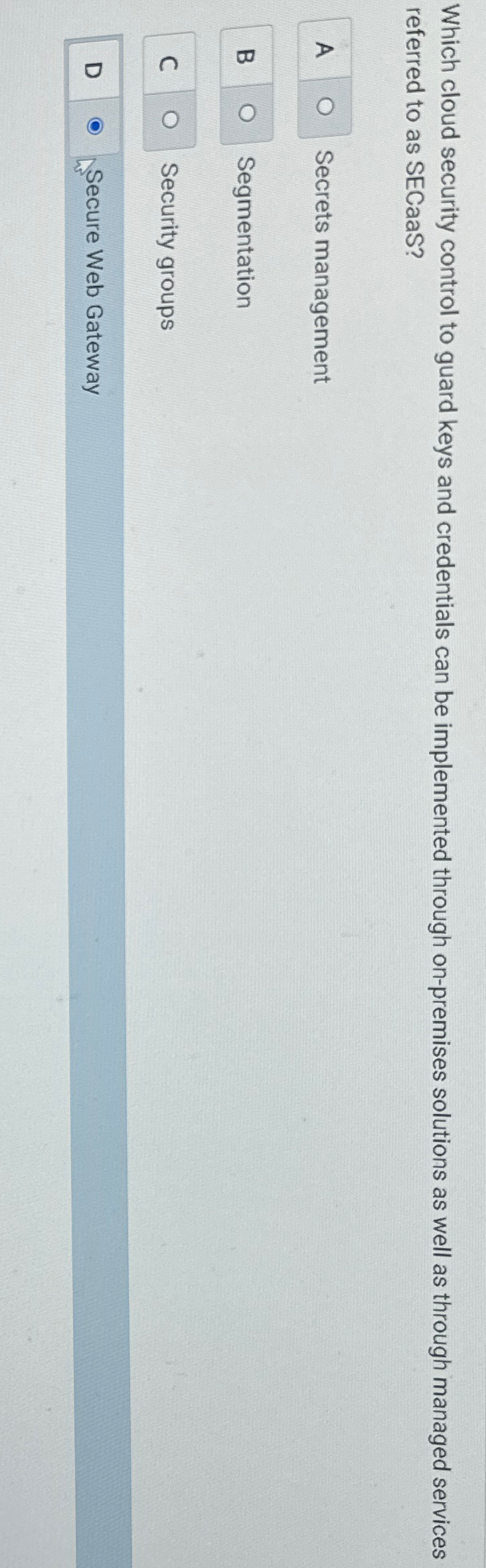  Which cloud security control to guard keys and credentials can be