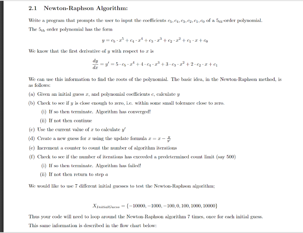 Polynomial root calculation Create a C program using loops (for, while, if,