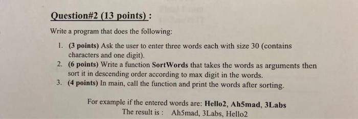 in assembly language plz Question#2 (13 points) : Write a program that