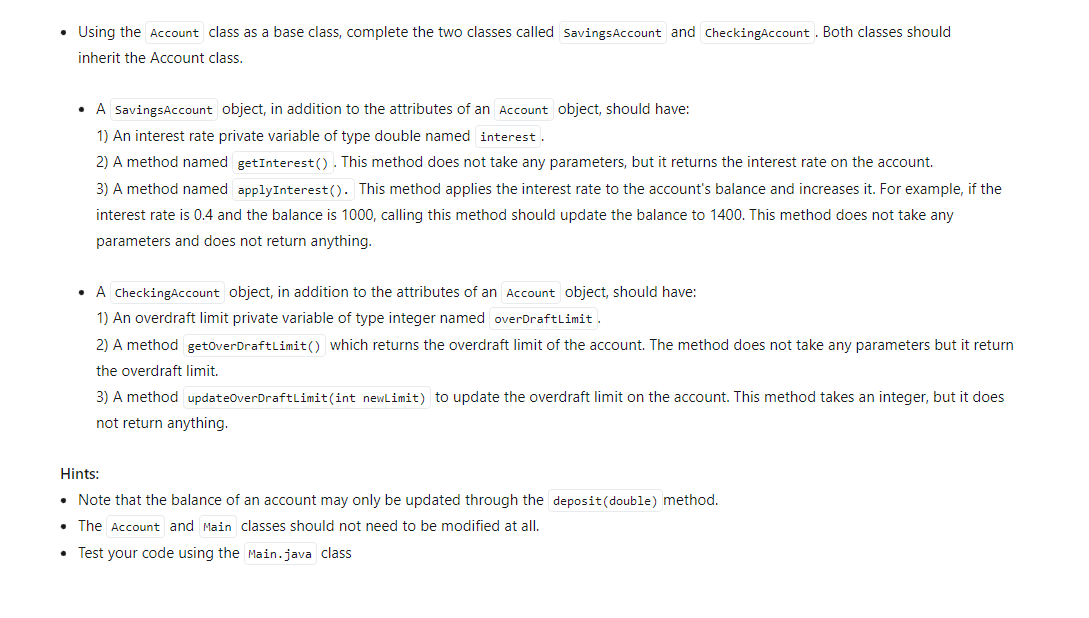 Main.java public class Main{ public static void main(String[] args){ System.out.println("*** Test Savings