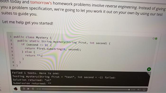 the return""is missing and write in java code. today and tomorrow's homework