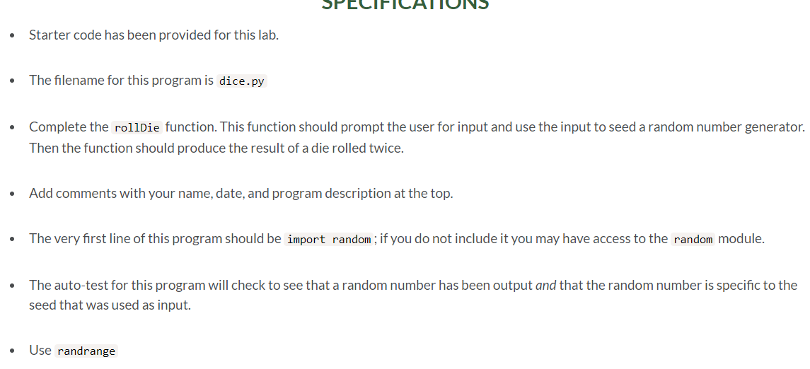 Write a program that takes in a number from the user, seeds