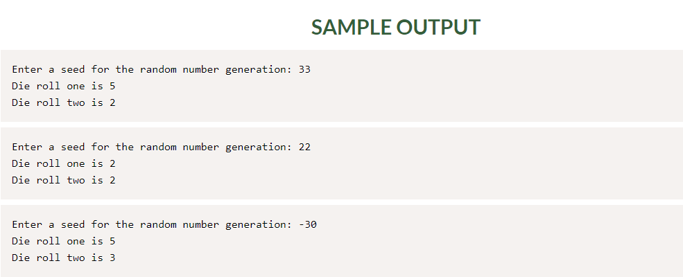 the random module with that input, and then outputs the value of