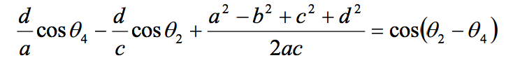 The first link, a, is an input link (crank) of length 1.
