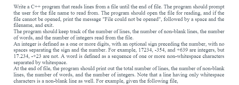  Write a C++ program that reads lines from a file until