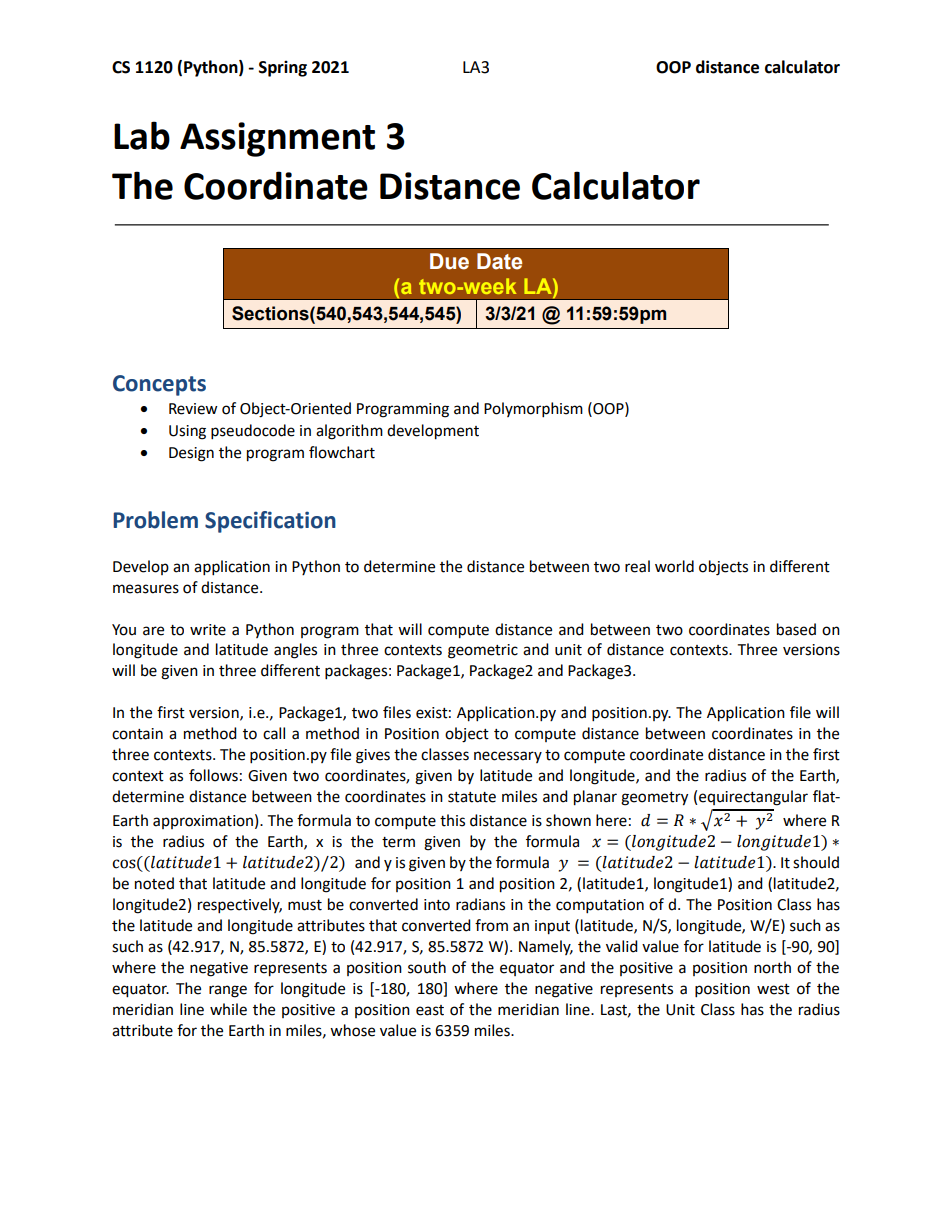  PLEASE INCLUDE PSEUDOCODE AND A FLOWCHART CS 1120 (Python) - Spring