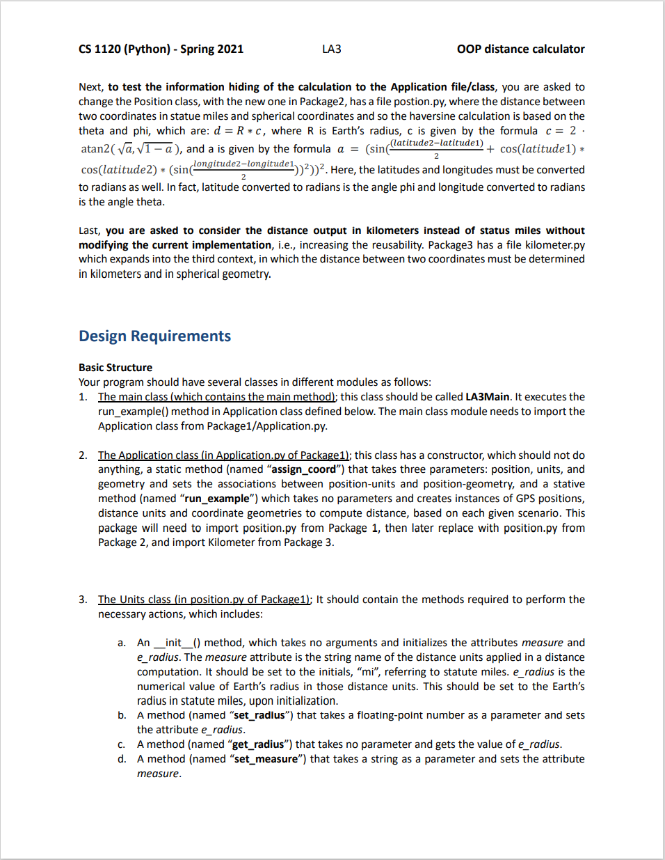 2021 LA3 OOP distance calculator Lab Assignment 3 The Coordinate Distance Calculator