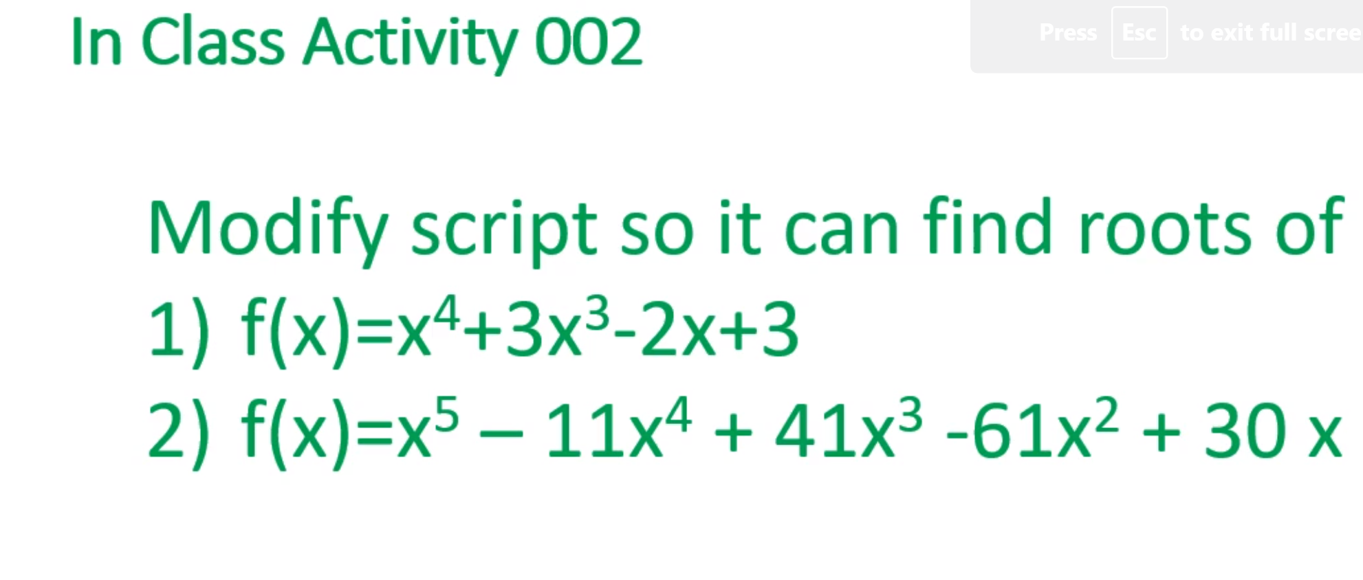 = 0.05; F = 10; a = 0; % start time b
