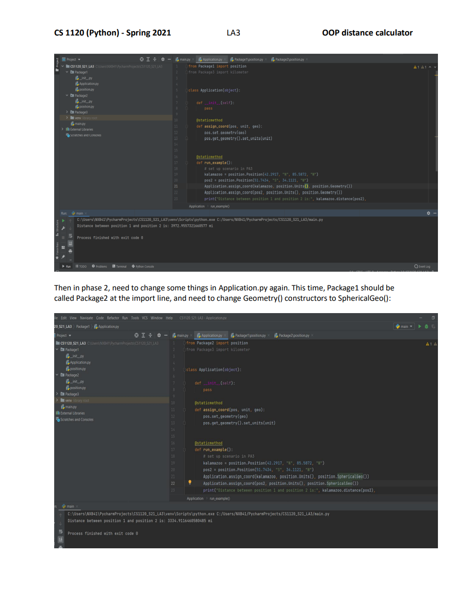 distance between two real world objects in different measures of distance. You