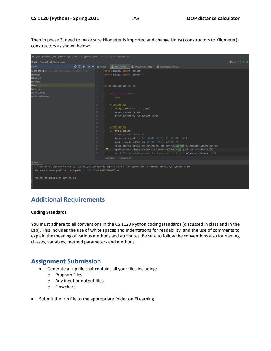 are to write a Python program that will compute distance and between
