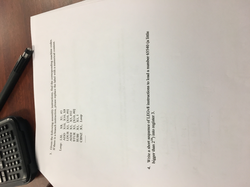  Given the following assembly instructions, find the corresponding machine codes. If