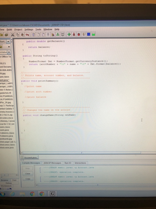 file Account.java ew Build Project Settings Tools Window Help import Java.text.NumberFormat public