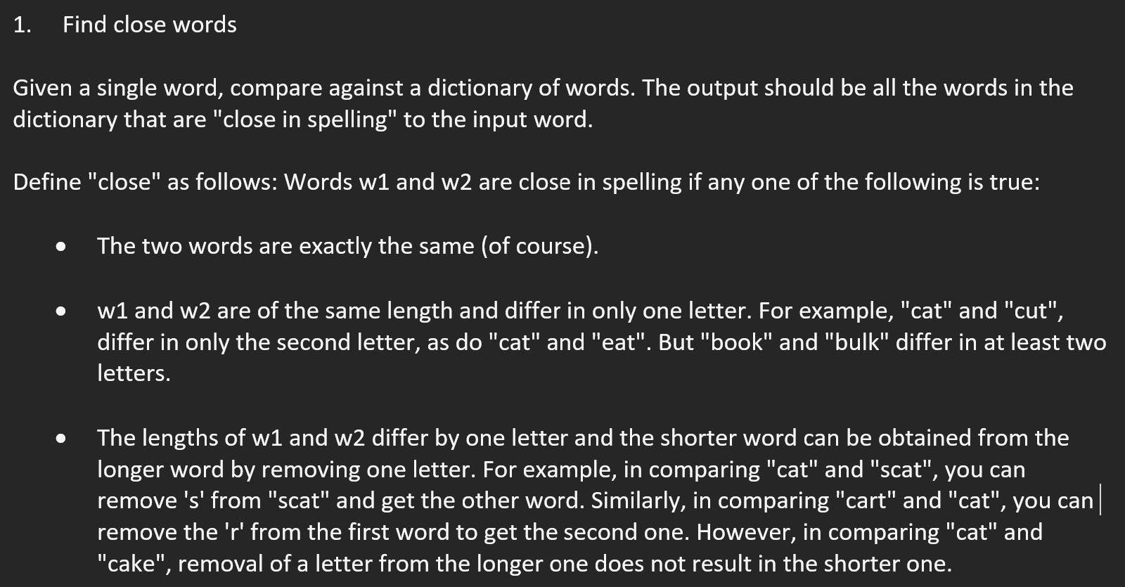 Please finish the findClosestWords method inside SpellChecker.java (in Java ofc)! Instructions: -----------------------------------------------------------------------------------------------------------------------