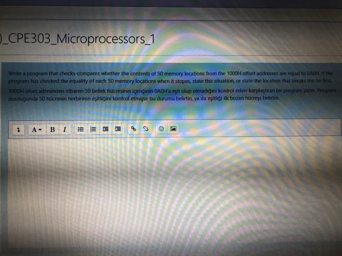assemply language micro 8086 _CPE303_Microprocessors_1 Write a program that checks compares whether
