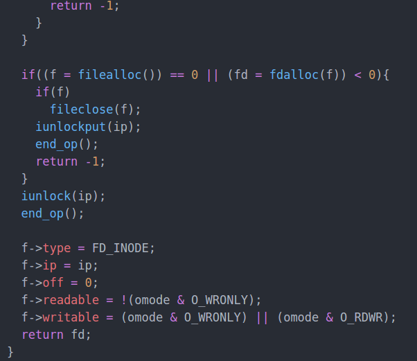 and namei: 445 int 46 sys_chmod(void)// chmod implementation 447 448 char path;//