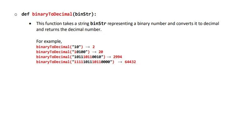 print("The binary representation of", n1, "is", str1) str2 = decimalToBinary (n2) print("The